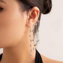 Dangle Earrings 2023 Fashion Temperament Sweet Cool Wind Tassel Without Piercing Niche Design Star Earbone Clip