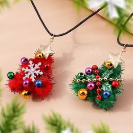 3D Christmas Tree Necklaces For Women Men Creative Tree Shape Pendant Necklace Fashion Christmas New Year Party Jewelry Gifts