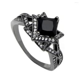 Wedding Rings Hainon Fashion Flower Black Gold Colour Luxury Stone Finger Size 6-11 Engagement Jewellery