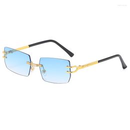 Sunglasses Frameless Women Square Gradient Eyeglasses Frame Summer Travel Men Sunnies Gafas De Sol UV400