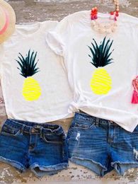 Family Matching Outfits Watercolour Pineapple Tee Family Matching Outfits Graphic T-shirt Women Girls Boys Kid Child Summer Mom Mama Clothes Clothing R230810