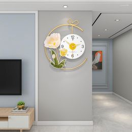 Wall Clocks Creative Flower Clock Household Mounted And Watches Background Decoration Of Dining Room Living