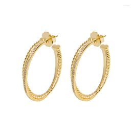Hoop Earrings 4mm Women's Gold Plated Metal With Cubic Zirconia Hooks Stylish Chic C Shaped Jewellery For Women Gift