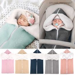 Pajamas Winter newborn sleeping bag with knitted plush lining blanket suitable for baby strollers thick and warm multi-functional baby accessories Z230810