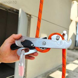 Rock Protection Survival Escalada Outdoor Rock Climbing Descender 150kg Self-braking Stop Rope Clamp Grab Descender Carabiner Accessories HKD230810