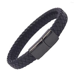 Charm Bracelets Arrival Black Tones Braided Leather For Men Bangle Fashion With Magnetic Clasp Length 18cm To 24cm