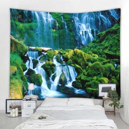 Tapestries Landscape Waterfall Big Tapestry Aesthetics Room Decoration Wall Hanging Sunshine Mountain Home Bedroom Background Wall Blanket