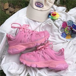 Dress Shoes Lovely Pink Chunky Sneakers Women Thick Sole Girls Sport Shoes Bright Green Fashion Casual Dad Shoes Female Footwear 230809