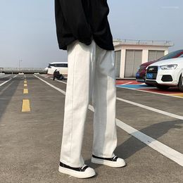 Men's Jeans High Street White Trend Fashion Men Quality Breathable Denim Oversized Casual Wide Leg Pants Trousers C215