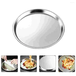 Dinnerware Sets Stainless Steel Cold Skin Plate Tray Oven Pans Cookie Pastry Platter Snack Holder Round Portable Container Child