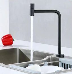 Kitchen Faucets SUS304 Silver Black Single Cold Tall Faucet Swivel Tap