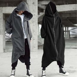 Men's Hoodies Sweatshirts ly Unisex Long Sleeve Hooded Nazgul Long Coat Zipper Closure Fleece Lined Long Hoodie 230809