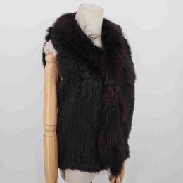 Women's Jackets 2021 Fashion Real Rabbit Fashion Fur Vest Highend Women Knitted Sleeveless Fur Vests With Natural Raccoon Fur Jacket Women Coat J230810
