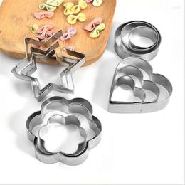 Baking Moulds 12pcs/set Stainless Steel Cookie Biscuit DIY Mold Star Heart Round Flower Shape Cutter Mould Tools