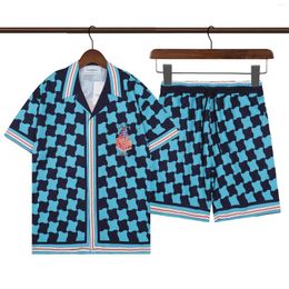 Men's Tracksuits Designer Shirt Set Summer Short Sleeved Printed Beach Shorts Cardigan Suits