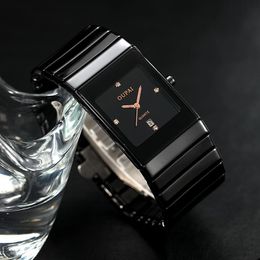 Wristwatches OUPAI Old Fashion Black Ceramic Rectangle Watch Men Business Ultrathin Classic Ra80030Do Waterproof Antiscratch Wrist 230809