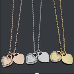 New designed fashion 925 silver T letters love heart with diamonds chain Necklace Titanium Steel lovers Bracelet Designer Jewelry T08888