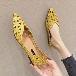 Dress Shoes Flat Shoe 2023 Summer Pointy Joker Hollow Leisure Spring Elegant Women's Breathable Hole 230809