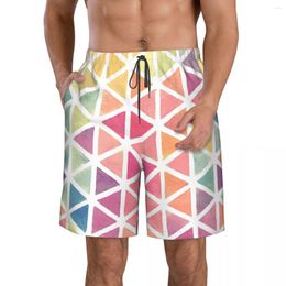 Men's Shorts Mens Swimwear Swim Trunks Beach Board Swimsuits Running Sports Surffing Watercolour Triangle Quick Dry