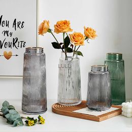 Nordic Living Room decorative Glass Vase table vases modern Transparent Dried flower Vases home decoration Table Decor Tall Vase HKD230823