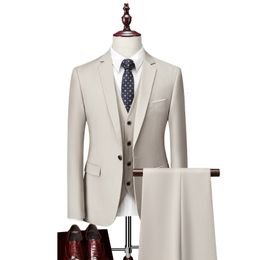 Men's Suits Blazers Jacket Vest Pants Boutique Pure Colour Mens Business Formal Suit Threepiece Set Groom Wedding Dress Costume Homme De Luxe 230809