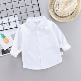 Kids Shirts Children SOLID WHITE Boysgirls Shirts Kids Tops Boysgirls Long Sleeve Baby Wedding Clothing Baby Top Tee Shirts 0-4 Years 230809