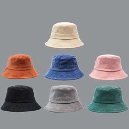 Wide Brim Hats Bucket Hats Fashion Corduroy Candy Colour Bucket Hats for Men Women Solid Basin Kop Couple Panama Caps Unisex Retro Sun Fisherman Hat Bob HKD230810