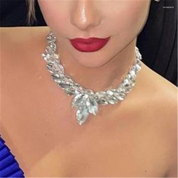 Chains Fashion Shiny Acrylic Stone Necklace Boho Ladies Party Dinner Bling Crystal Pendant Clavicle Chain Bridal Jewellery Accessories