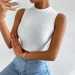 Women's Tanks Fashion Ladies Tank Tops Spring Summer White Women Short Casual Clothes Sleeveless Solid Blouse Slight Stretch