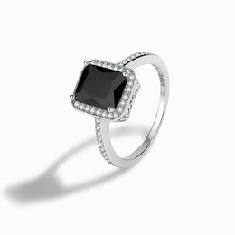 2023 Fashion New European and American Light Luxury S925 Sterling Silver Square Jewelry Versatile Exquisite Fashion Women's Ring