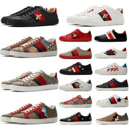 Stripes Casual Shoes Men Women Designer Shoes Cartoons Bee Genuine Leather Tiger Snake Embroidery Stripes Womens Shoes Sneaker Walking Sport Trainers