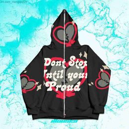 Men's Hoodies Sweatshirts Hooded zippered full body printed men's fashion matching jacket vintage street clothing Gothic youth clothing Y2k sweatshirt Z230810