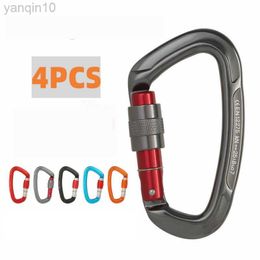 Rock Protection Professional Climbing Carabiner D Shape Safety Buckle Aluminium Alloy Carabiner Climbing Equipment Camping Supplies 4PCS 25KN HKD230810