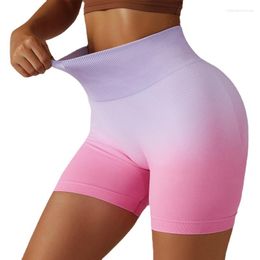 Active Shorts Gradient Seamless Yoga Breathable Tight Sports Women's High Waist Elastic Hip Lift Fitness Pants