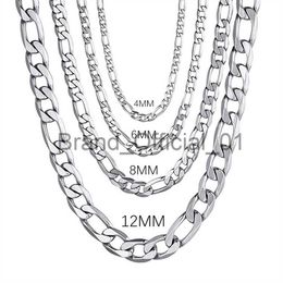 Men's 925 Sterling Silver 4MM/6MM/8MM/12MM Chain Necklace 16-30 Inch for Man Women Fashion Jewelry High End Necklace x0810