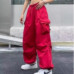 Women's Pants Autumn Streetwear Y2k Cargo Women Casual Wide Leg Harajuku Vintage Solid Baggy Straight Trousers Oversize Sweatpants