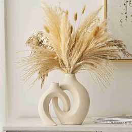 Nordic Ceramic Interlock Vase Bridal Shower Wedding Boyfriend Gift Girlfriend Pampas Grass Living Room Home Decoration Desk Deco HKD230823