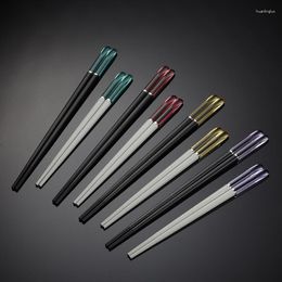 Chopsticks 19/24cm Alloy Crystal Colour Head Portable Tableware Colourful El Black White