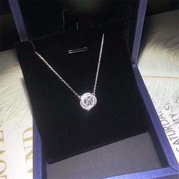 Pendant Necklaces Romantic Diamond Pendant Real 925 Sterling Silver Party Wedding Pendants Necklace For Women Bridal Charm Engagement Jewelry Gift