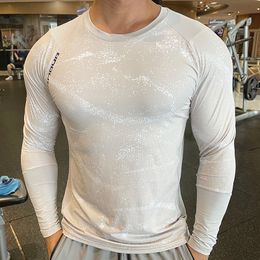 Men's T-Shirts Quick Dry Gym Long Sleeve Shirt Men Fitness Training T-shirt Running Sport Bodybuilding Skinny Tee Tops Running Workout Clothing 230809