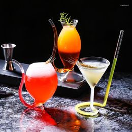 Wine Glasses Creative Screw Spiral Straw Molecule Cocktail Glass Bar Party Goblet Martini Champagne Coupes Vaso Ins Vampire Cup