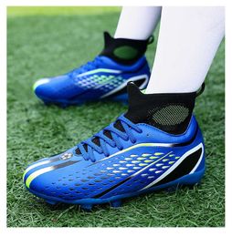 Children's Blue White Black Soccer Shoes TF AG High Top Football Boots Fashion Youth Boys Girls Training Shoes