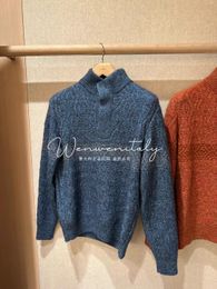 Mens Sweaters Autumn and Winter loro piana Cashmere Knitted Button Long Sleeve Sweaters Blue Orange