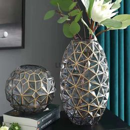Light Luxury Nordic Glass Vase Living Room Decoration Flowers Arrangement Creative Flower Vase Home Decoration Accessories HKD230810