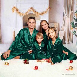 Family Matching Outfits Family Matching Outfits Satin Silk Pajamas Solid Family Matching Sleepwear Loungewear Nightwear Pants For Father Mother Kids R230810