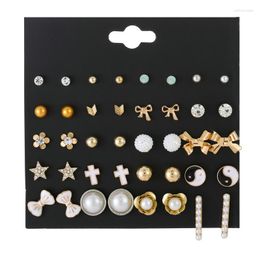 Stud Earrings 20 Pairs/Set Cute Fashion Bow Earring Women Girl Cartoon Rhinestone Star Ear Studs Funny Jewellery Gift