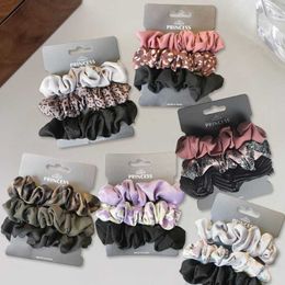 3Pcs/Set Silk Satin Scrunchies Set Solid Color Floral Elastic Hair Bands Multicolor Hair Accessories Rubber Bands Hair Tie