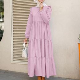 Casual Dresses Women's Summer Dress Bohemian Sundress Vintage Ruffles Swing Party Long Robe Vestidos Sleeve Muslim