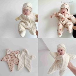 Pajamas Starfish newborn hooded sleeping bag cartoon bear thick cotton baby sleeping bag warm baby jacket Z230811