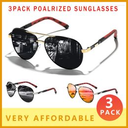 Sunglasses 3 PACK Men Vintage Alloy Pilot Polarised Classic Brand Sun Glasses Coating Lens Driving Eyewear For Men/Women H51